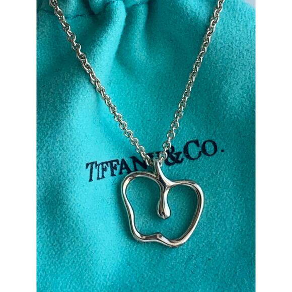 Authentic Tiffany & Co. Elsa Peretti Apple Necklace – Sterling Silver – 16" - Picture 1 of 7